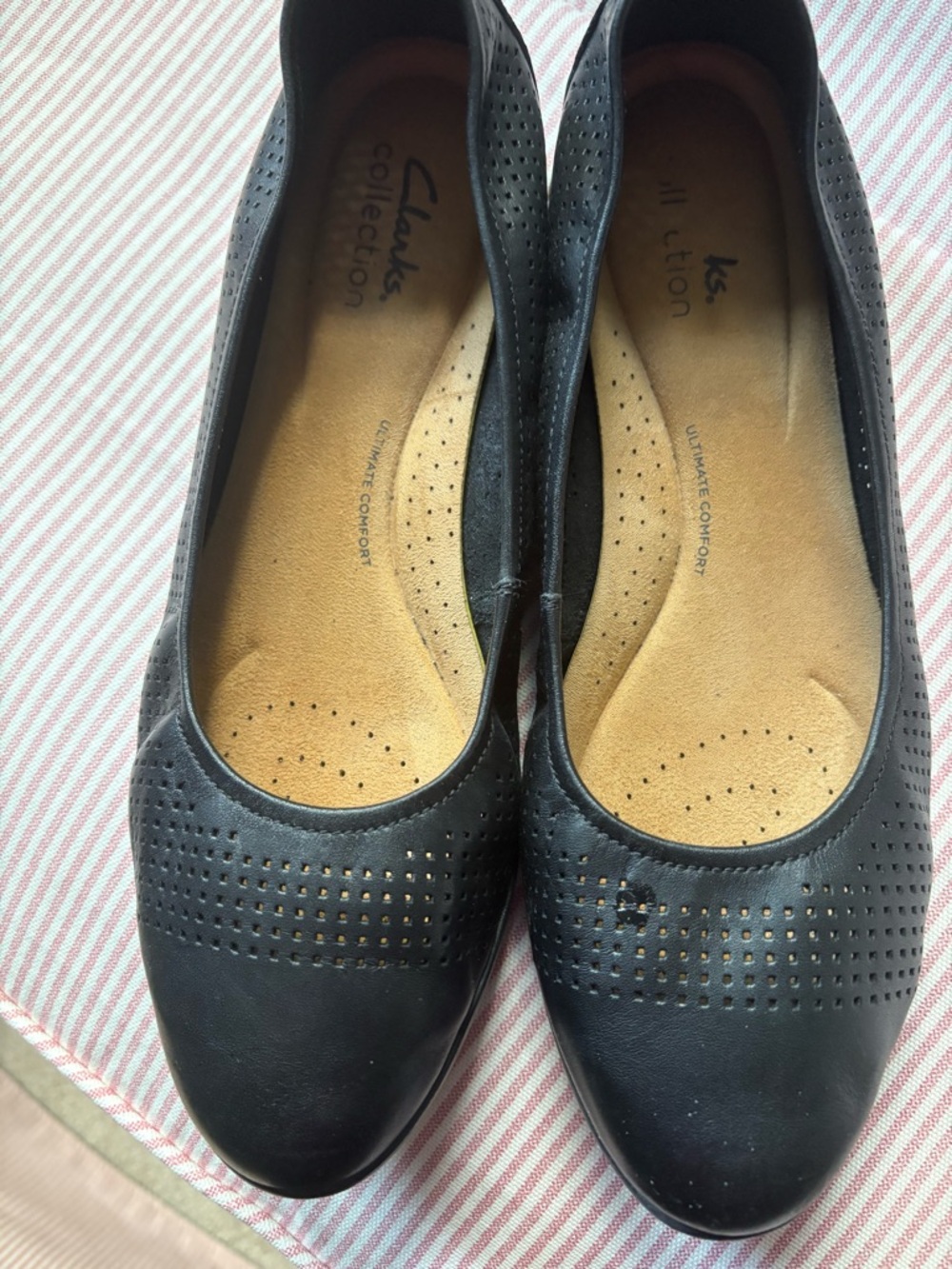 Black Perforated Comfort Ballet Flats